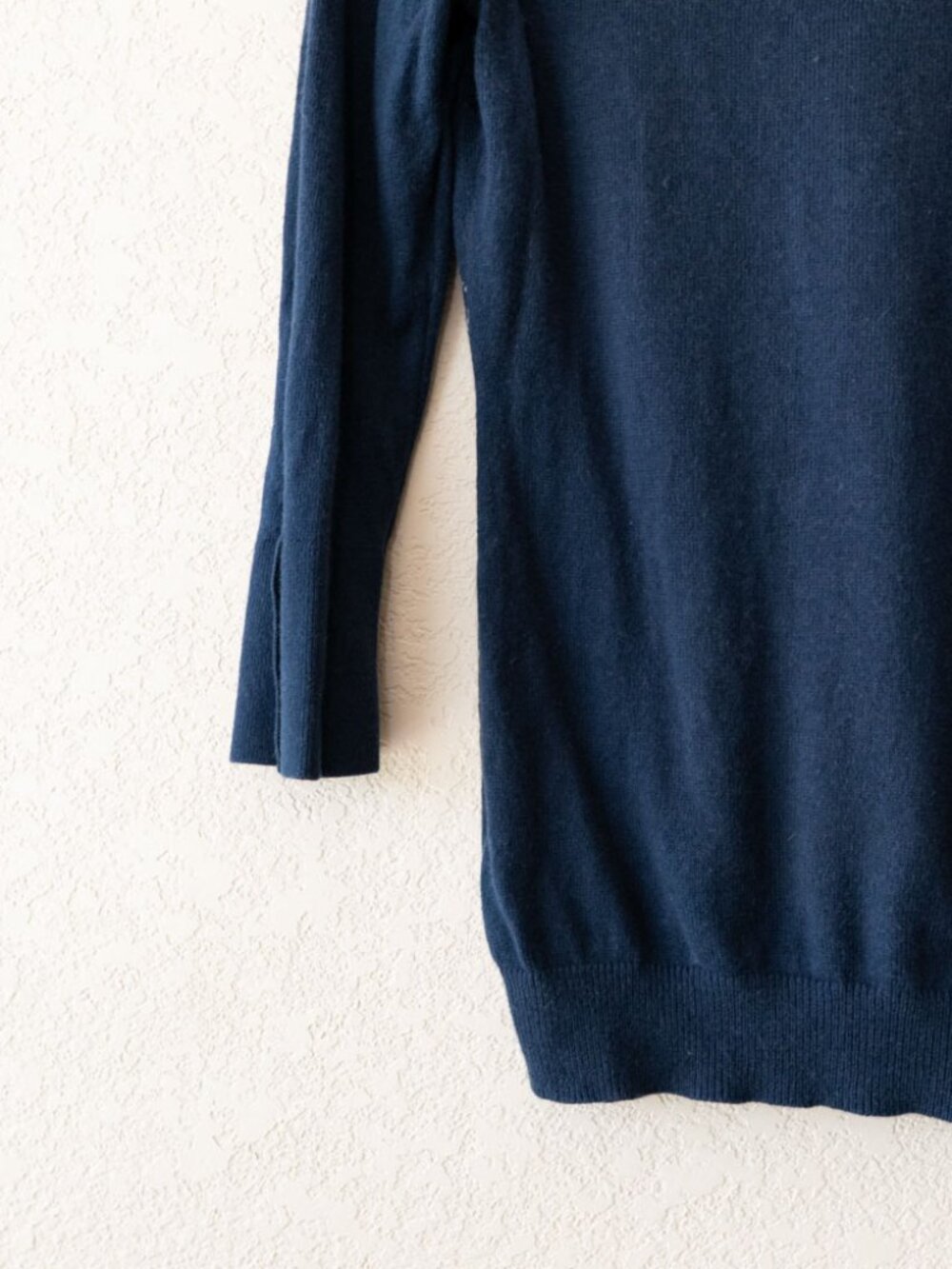 Banana Republic Argyle Sweater XS Navy Blue Angora Rabbit Blend 3/4Sleeve Preppy - Picture 12 of 14